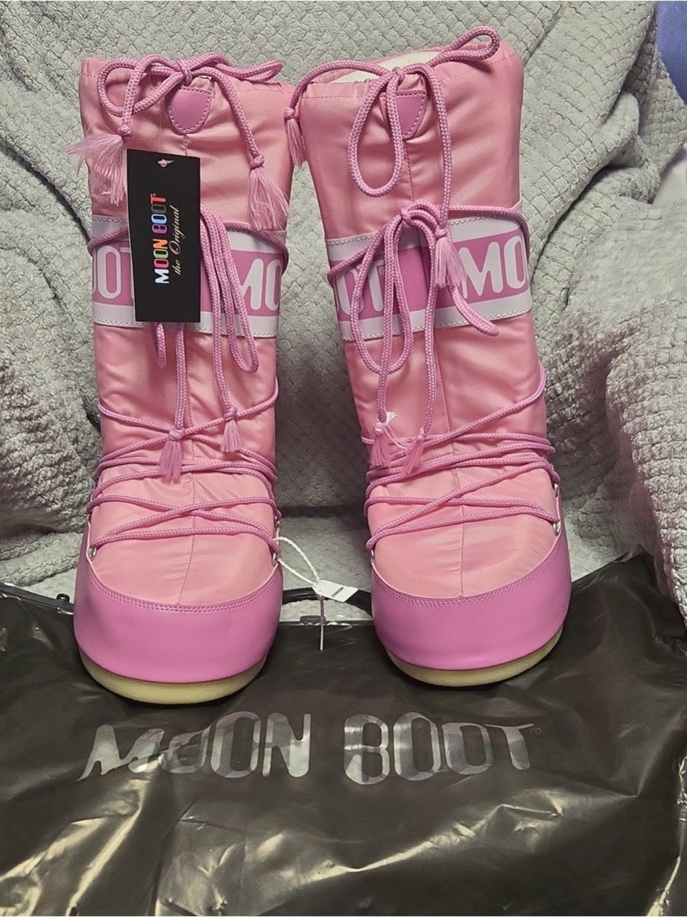 Moon Boot Pink Lace-Up Insulated Snow Boots